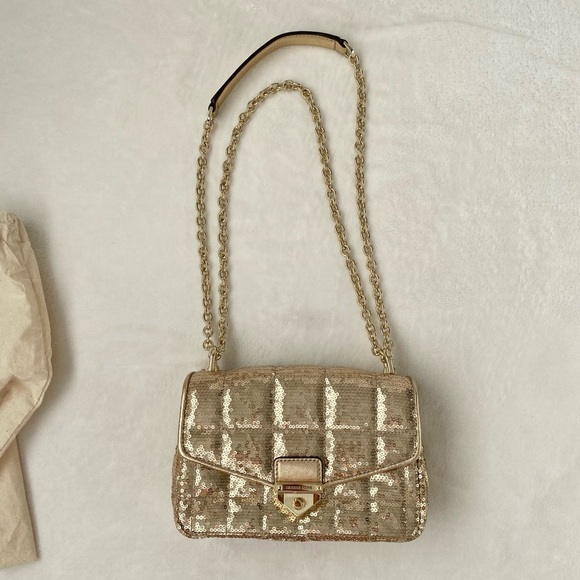 NEW Michael Kors Gold Sequin Quilted Soho Shoulder Bag - Picture 8 of 15